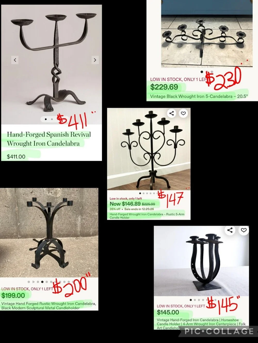 1966 RUBEL Hand Forged Iron Brutalist 6 Candle Holder OOAK Piece